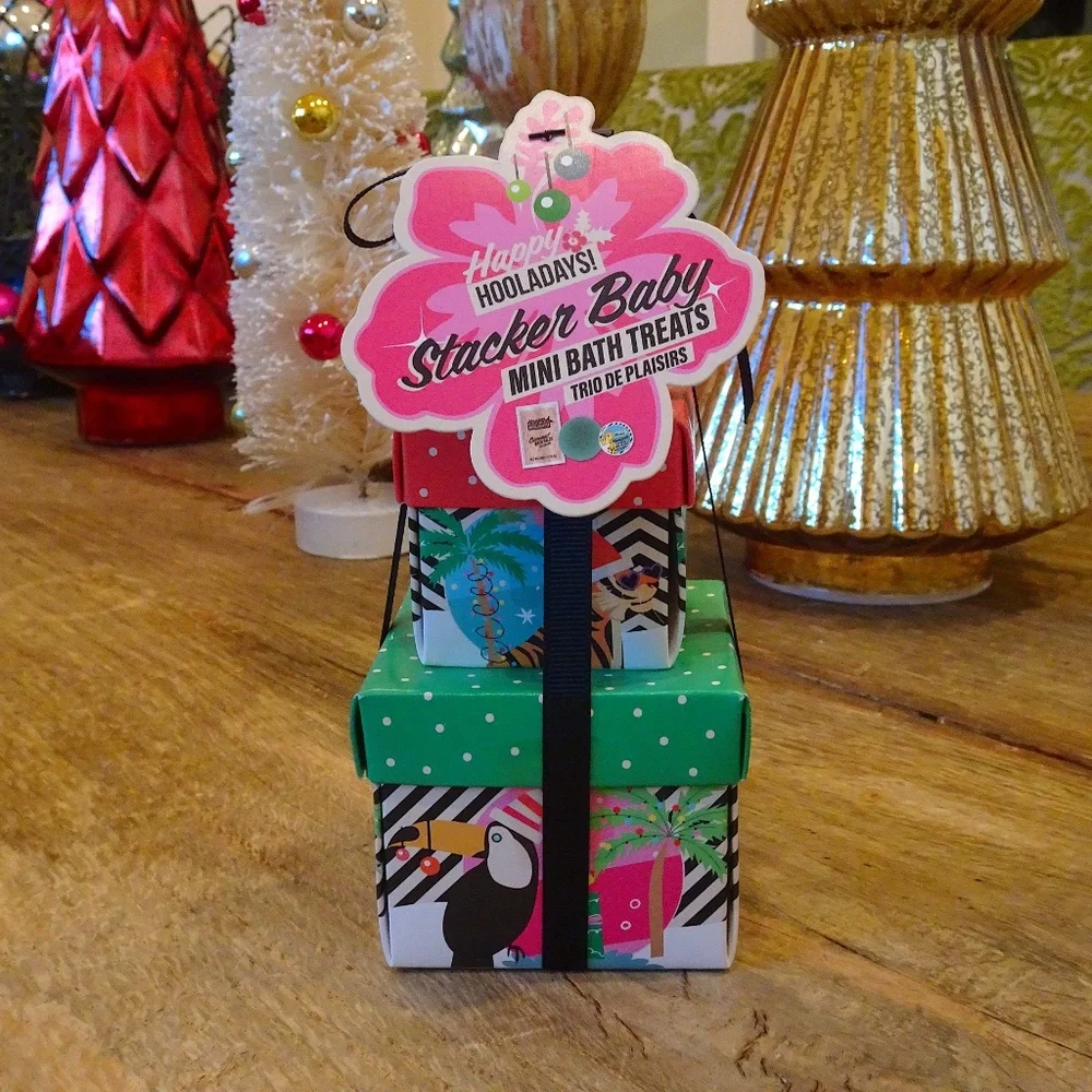 Happy Hooladays! Mini Bath Treats - Coconut Bath Salts, Bath Fizzer, & Lip Balm